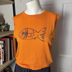 Custom Knit Lightweight Sweater Fish Top S